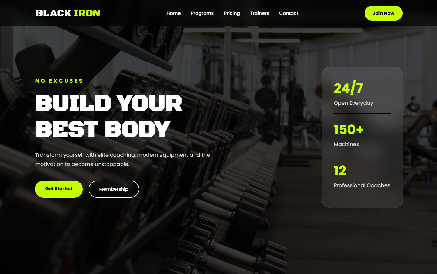 Black Iron Gym Website